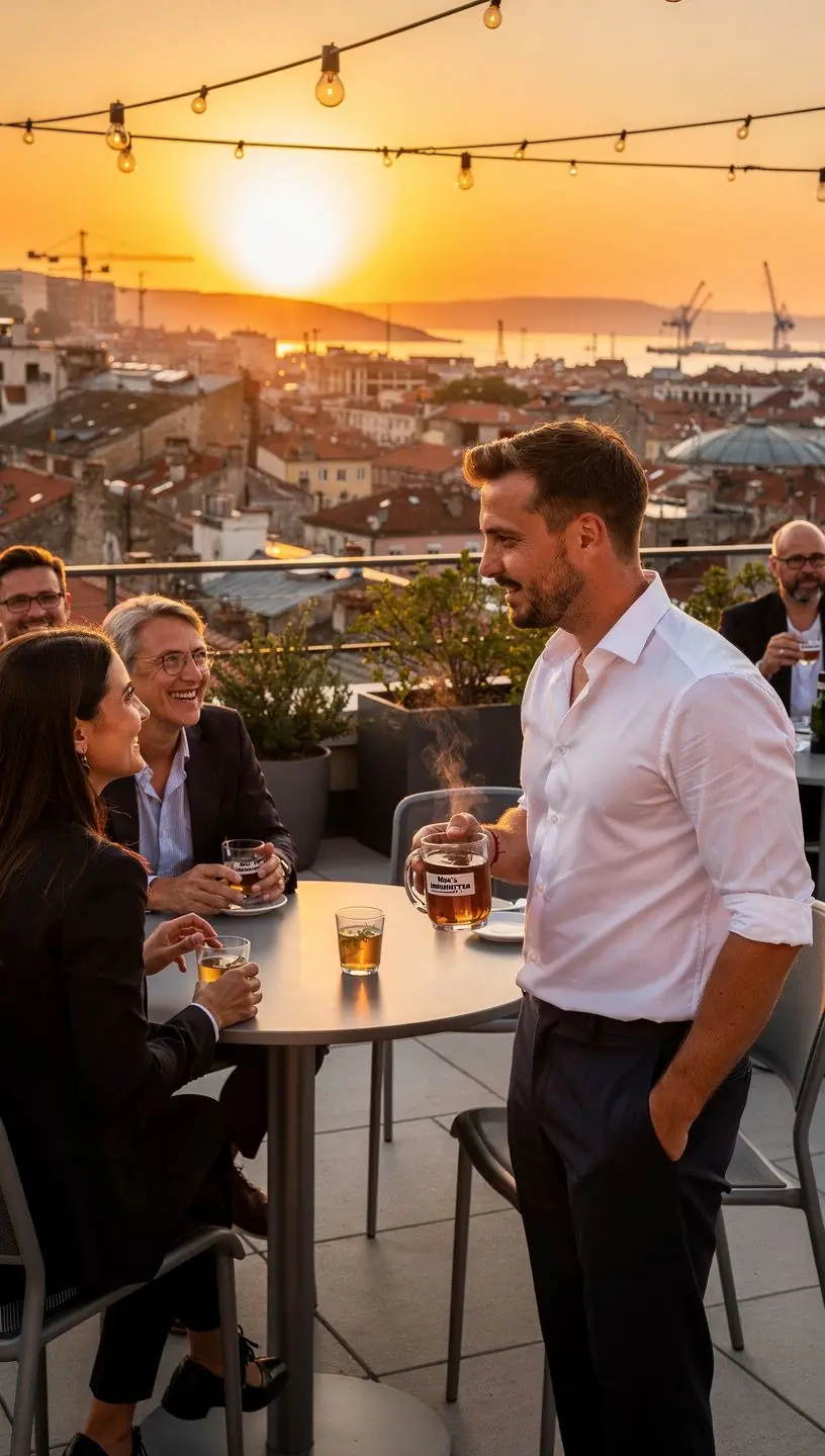 Šalica čaja s aromatičnim biljem na stolu